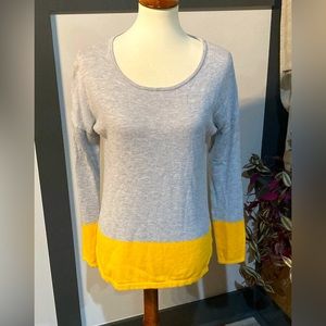 Gray and gold tunic sweater